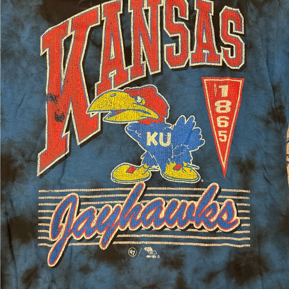 ‘47 Vintage Tubular University of Kansas Jayhawks Tie-Dye T-Shirt